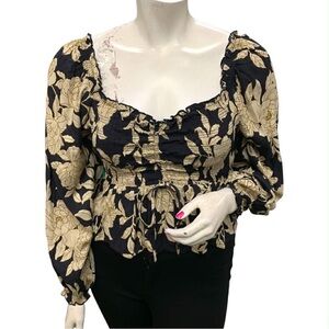 Saltwater NWT Elegant Floral Women's Blouse Size L